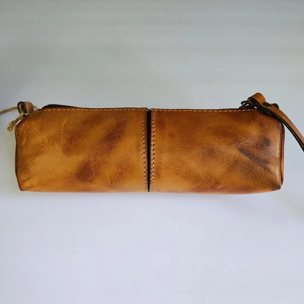 Patricia Nash Isla Oblong Case Riot Rust Leather Pencil Cosmetic Bag NWT - Picture 4 of 16
